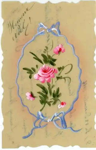 Zelluloid Ak Glückwunsch Weihnachten, Blühende Rosen