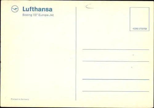 Ak Passagierflugzeug Lufthansa, Boeing 727 Europa Jet