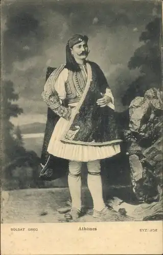 Ak Athen Griechenland, Costume Grec, Mann in griechischer Tracht