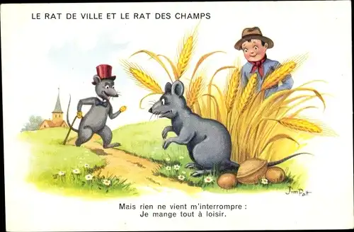 Künstler Ak Patt, Jim, Le Rat de Ville et le Rat des Champs, Märchen, Ratten