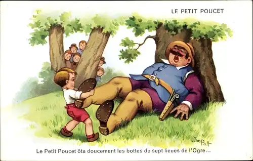 Künstler Ak Patt, Jim, Le Petit Poucet, l'Ogre, Däumling
