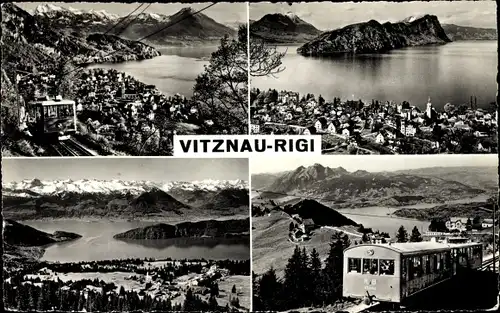 Ak Vitznau Kanton Luzern, Rigibahn, Vierwaldstättersee