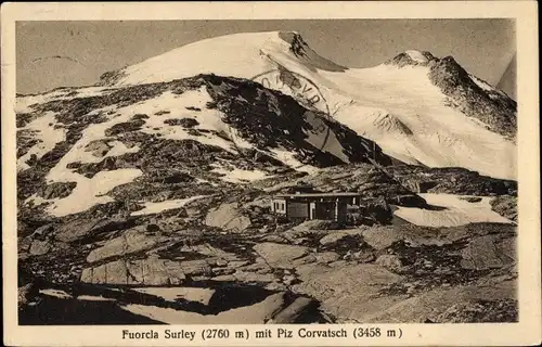 Ak Pontresina Kanton Graubünden Schweiz, Fuorcla Surley mit Piz Corvatsch