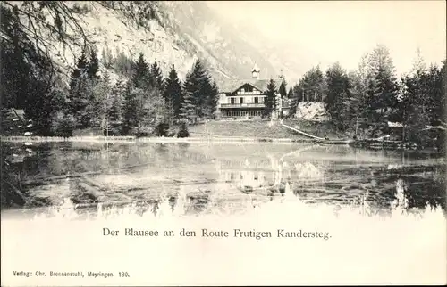 Ak Kandersteg Kanton Bern, Blausee an den Route Frutigen Kandersteg