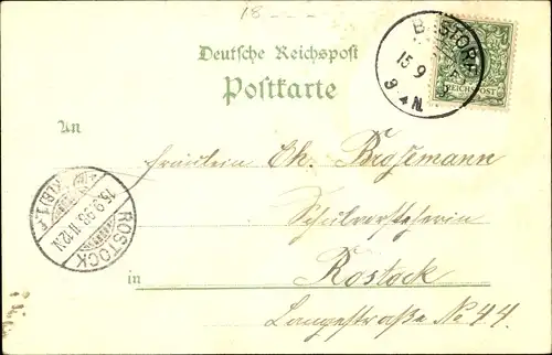 Litho Hansestadt Rostock, Panorama, Markt, Marienkirche, Nikolaikirche