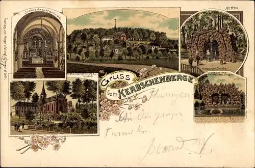 Litho Kerbschenberge Dingelstädt Eichsfeld Thüringen, Innenansicht Kirche, Franziskanerkloster