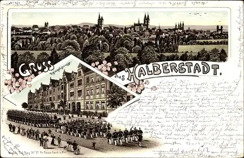 Litho Halberstadt, Spiegelstraße, Panorama, Parade