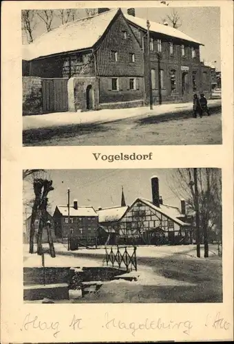 Ak Vogelsdorf Huy Sachsen Anhalt, Teilansicht, Winter