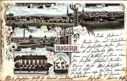 Litho Dedeleben Huy im Harz, Klein Dedeleben, Groß Dedeleben, Zuckerfabrik, Warenhaus Albert Ritter