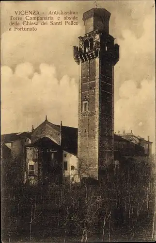 Ak Vicenza Veneto Venetien, Antichissima, Torre Campanaria e abside della Chiesa dei Santi Fellce