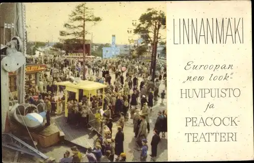 Ak Helsinki Helsingfors Finnland, Linnanmäki, Freizeitpark mit Pfauen Theater