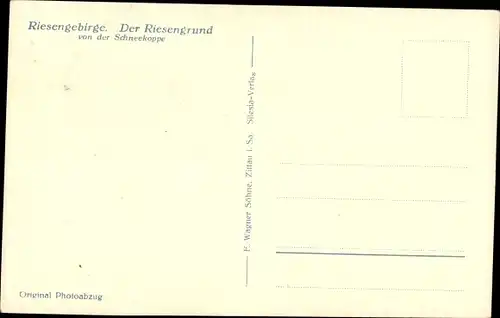 Ak Pec pod Sněžkou Petzer Riesengebirge Reg Königgratz, Riesengrund v. d. Schneekoppe