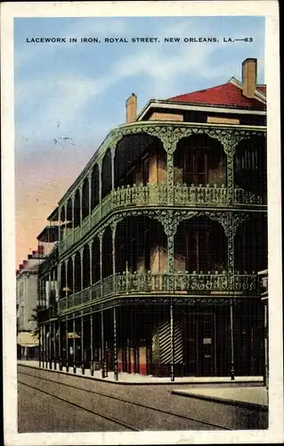 Ak New Orleans Louisiana USA, Spitzenarbeit aus Eisen, Royal Street