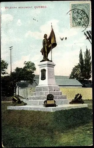 Ak Québec Kanada, Soldiers Monument, Blick auf das Soldatendenkmal