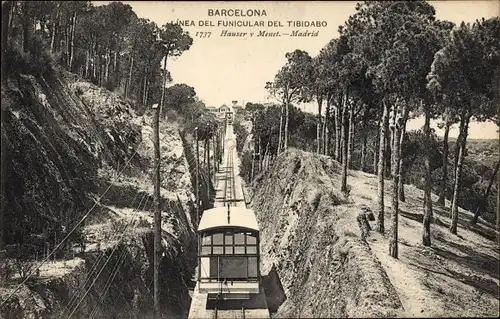AK Barcelona Katalonien Spanien, Tibidabo-Standseilbahn