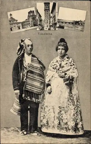 Ak Valencia Stadt Spanien, Ehepaar in spanischer Tracht