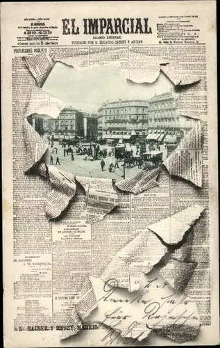 Zeitungs Ak Madrid, Spanien, Straßenpartie, Passanten