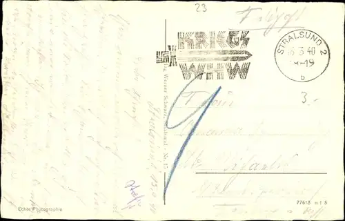 Ak Stralsund in Vorpommern, Rügendamm, Eisenbahnbrücke