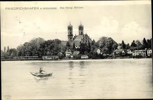 Ak Friedrichshafen am Bodensee, Königliches Schloss, Ruderpartie