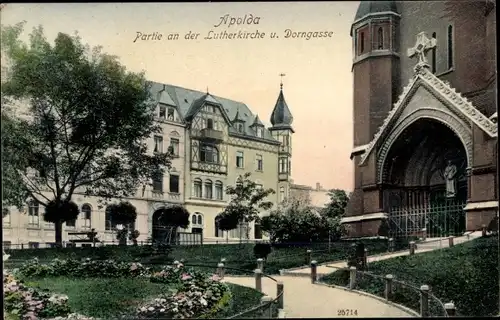 Ak Apolda in Thüringen, Lutherkirche, Dorngasse