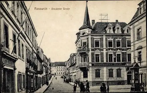 Ak Roßwein in Sachsen, Partie in der Dresdener Straße, Handlung Carl Müller, Bank