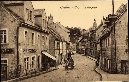 Ak Colditz in Sachsen, Badergasse, Konditorei