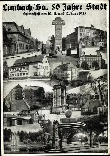 Ak Limbach Oberfrohna in Sachsen, 50 Jahre Stadt, Heimatfest 1933, Sparkasse, Gebäude