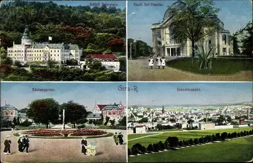 Ak Gera in Thüringen, Gesamtansicht, Fürstliches Hof-Theater, Küchengarten, Schloss Osterstein