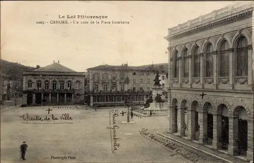 Ak Cahors Lot, Eine Ecke des Place Gambetta