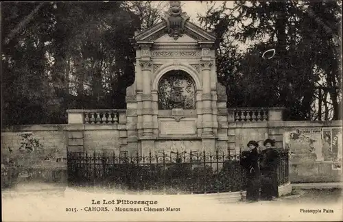 Ak Cahors Lot, Clement-Marot-Denkmal