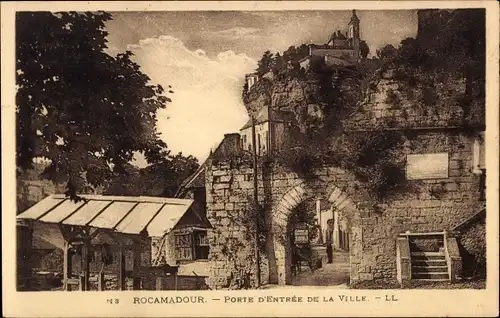 Ak Roc Amadour Rocamadour Lot, Tor zur Stadt