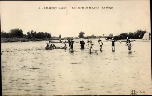 Ak Beaugency Loiret, Les Bords de la Loire, la Plage