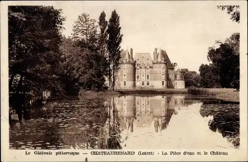 Ak Chateaurenard Loiret, La Piece d'eau, le Chateau