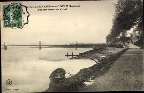 Ak Chateauneuf sur Loire Loiret, Perspective du Quai