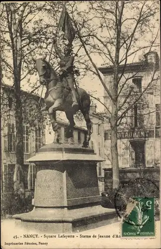 Ak Nancy Meurthe et Moselle, Square Lafayette, Jeanne d'Arc-Statue