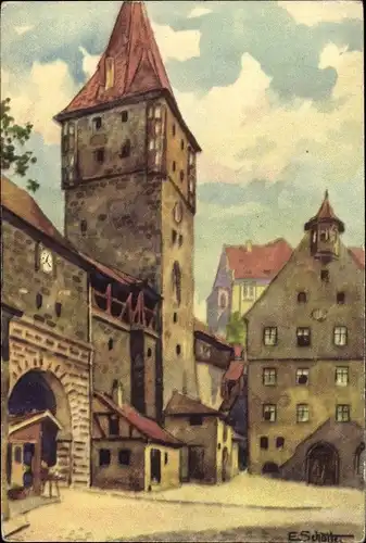 Künstler Ak Schotte, E., Nürnberg in Mittelfranken, Tiergärtnerhaus, Pilatushaus, Burg