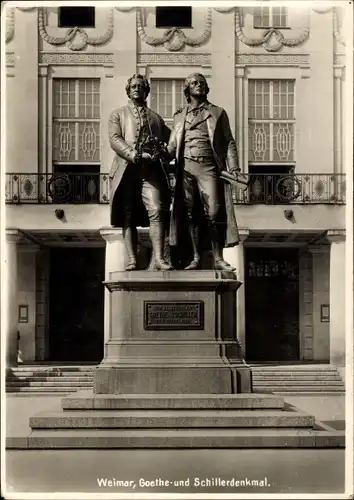 Ak Weimar in Thüringen, Goethe- und Schillerdenkmal