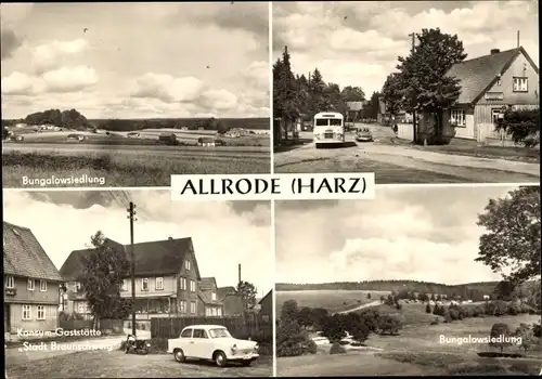 Ak Allrode Thale im Harz, Bungalowsiedlung, Konsum Gaststätte Stadt Braunschweig, Autos