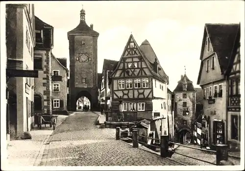 Ak Rothenburg ob der Tauber Mittelfranken, Plönlein, Turm, Fachwerkhaus