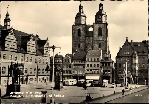 Ak Lutherstadt Wittenberg, Marktplatz, Stadtkirche, Rathaus