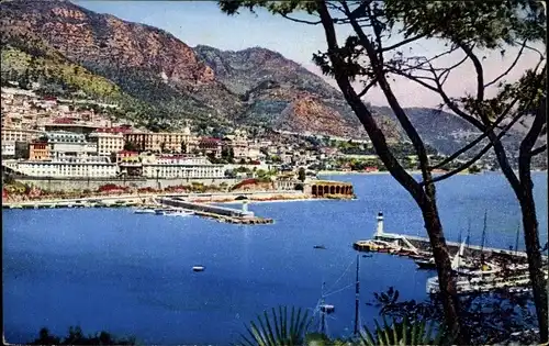 Ak Monte-Carlo Monaco, Hafen und Stadt