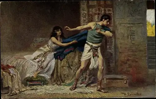 Künstler Ak Leinweber, Rob., Heilige Schrift, Josef und Potiphars Weib