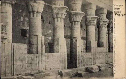Ak Insel Philae Ägypten, Tempel, Kolonnade