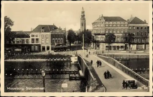 Ak Middelburg Zeeland Niederlande, Stationsstraat