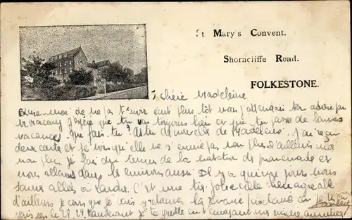 Ak Folkestone Kent England, Marys Convent, Shorncliffe Road