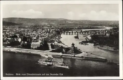 Ak Koblenz am Rhein, Deutsches Eck, Dampfer