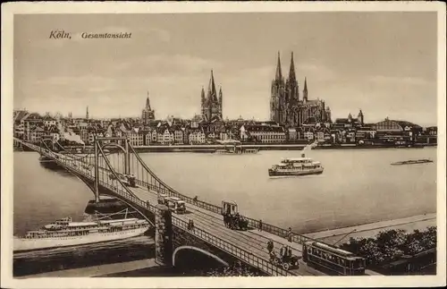 Ak Köln am Rhein, Brücke, Dampfer, Dom
