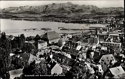 Ak Konstanz am Bodensee, Ortsansicht, Kreuzlingen, Säntis