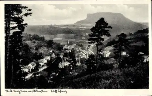 Ak Königstein an der Elbe Sächsische Schweiz, Panorama, Lilienstein