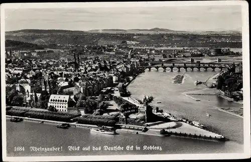 Ak Koblenz am Rhein, Deutsches Eck, Panorama